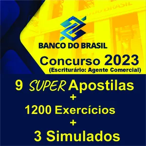 Imagem do curso 9 SUPER Apostilas para o Concurso do BANCO DO BRASIL - Escriturário: Agente Comercial + Cadernos com 1264 Exercícios + 3 Simulados + 2 Brindes