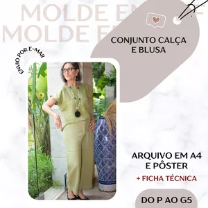 Imagem de capa para o Ebook Conjunto Calça e Blusa Feminina - Molde em PDF