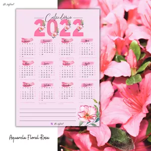 Imagem de capa para o Curso online Calendário 2022 - Aquarela Floral Rosa