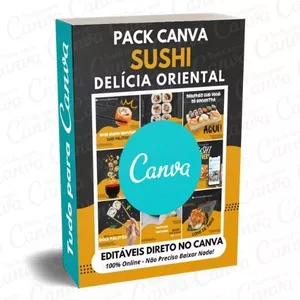 Imagem principal do produto Pack Canva Editável - Sushi Delícia Oriental + 5 Kits Bônus