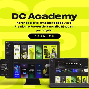 Imagem de capa para o Curso online DC Academy - Aprenda a criar uma identidade visual Premium e Faturar de R$10 mil a R$100 mil por projeto.