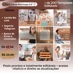 Imagem de Pack Canva Psicologia 3.0 criado por Flávia Barboza na hotmart