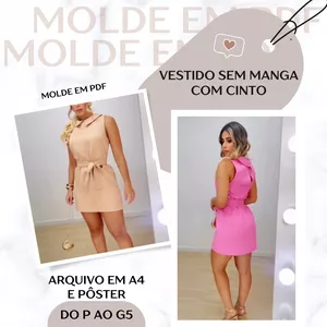Imagem de capa para o Ebook Molde em Pdf - Vestido sem Mangas com Cinto
