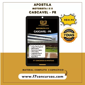 Imagem de capa para o Ebook Apostila Motorista I e II de Cascavel - PR