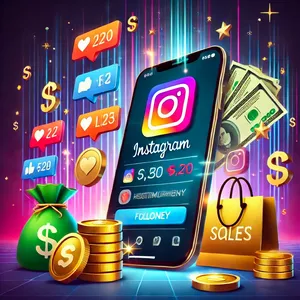 Imagem de capa para o Ebook  O Guia Definitivo para Ganhar Seguidores e Ganhar Dinheiro no Instagram & Tik Tok