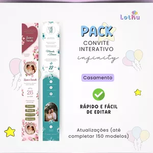 Imagem de capa para o Ebook PACK + 50 CONVITES INTERATIVOS CASAMENTO INFINITO + ATUALIZAÇÕES