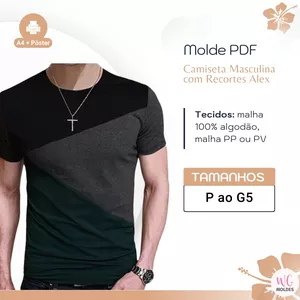 Imagem de capa para o Ebook MOLDE CAMISETA MASCULINA COM RECORTES ALEX