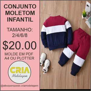 Imagem de capa para o Ebook CONJUNTO MOLETOM INFANTIL COM RECORTES 2/4/6/8