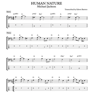 Cover image for Ebook HUMAN NATURE (Michael Jackson) Bass Transcription, Score &amp; Tab Lesson