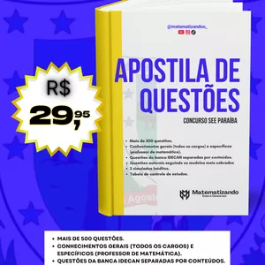 Imagem de capa para o Ebook 📘 Apostila de Questões - Concurso SEE/PB -  IDECAN (Mais de 500 Questões!)