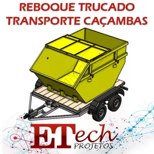 Imagem de capa para o Ebook Reboque Carretinha Transporte Caçambas Entulhos Construção 2500x1850mm 1500 kg 2Eixos - REV00 - Projeto