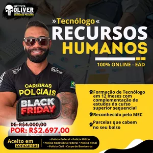 Imagem de Curso Superior Tecnólogo de Recursos Humanos  EAD em 12 meses - Instituto Óliver  criado por Instituto Óliver Escola Preparatória Carreiras Policiais na hotmart