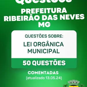 Imagem de capa para o Ebook RIBEIRÃO DAS NEVES MG LEI ORGÂNICA SIMULADO 2024
