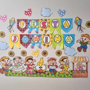 Imagem de capa para o Ebook PAINEL DECORATIVO FESTA JUNINA TURMA DA MÔNICA EDUCA ARTE