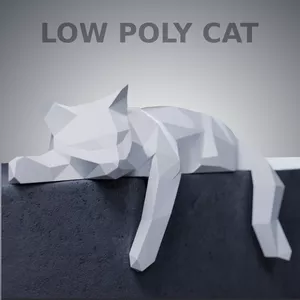 Imagen de portada para Curso online Cat Papercraft, papercraft 3d, escultura papercraft, gato papercraft, low poly, low poly papercraft, low poly cat, cat sleeping, lowpoly
