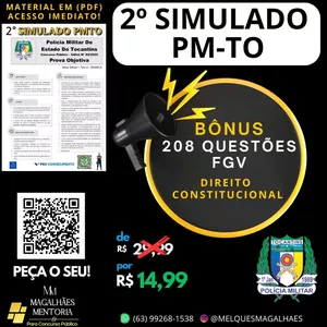 Imagem de capa para o Ebook 2° SIMULADO PM-TO 2025