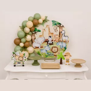 Kit Festa na Mesa Canva — Painel Redondo 50x50 + Display de Mesa