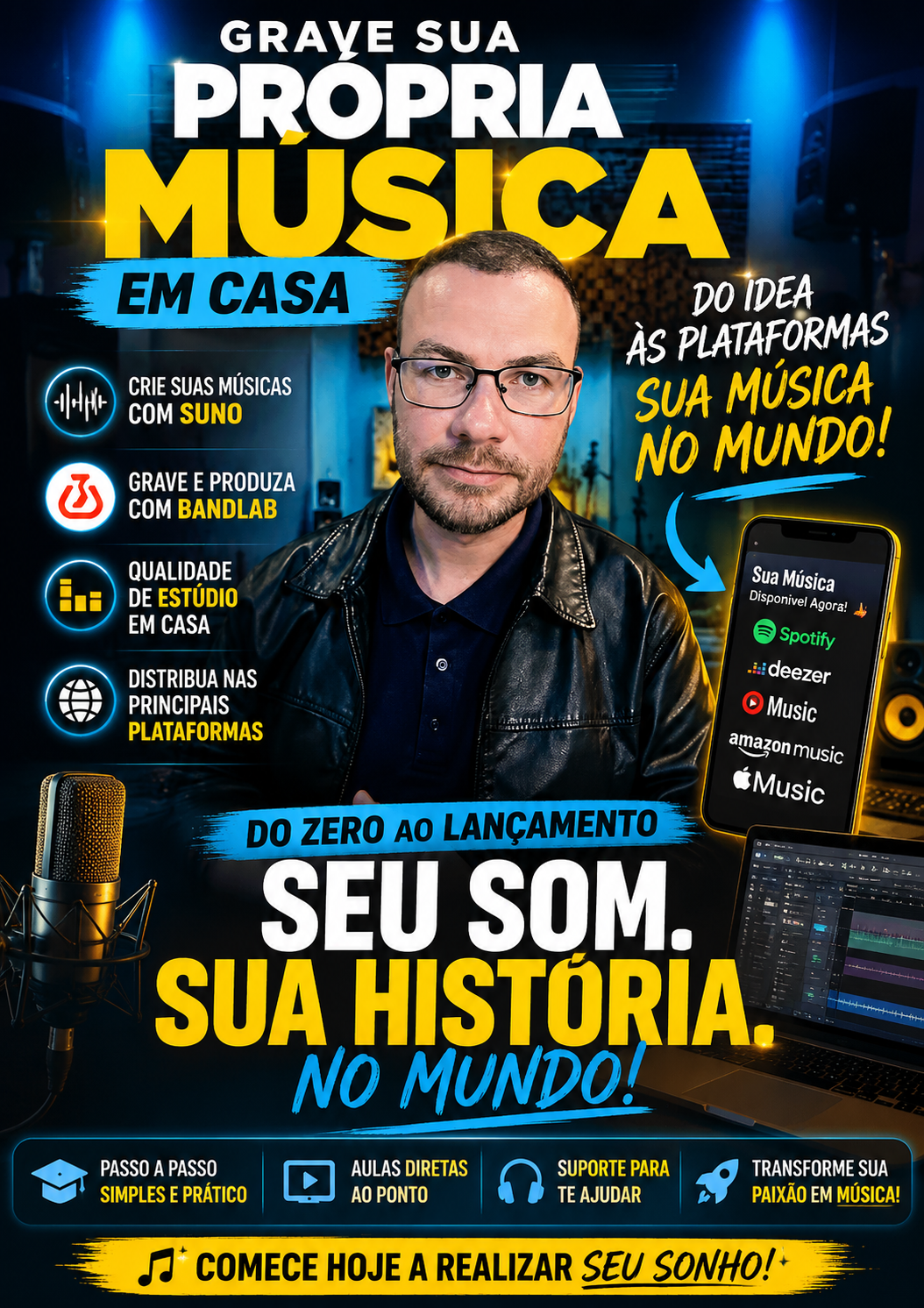 Imagem do curso Grave Sua Música Em Casa e Lance nas Plataformas Digitais