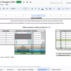 Imagem de capa para o Curso online Planilha de Cálculo de Valor de Tatuagens