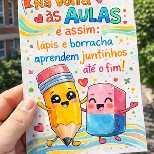 Imagem de capa para o Ebook Cartão Volta às Aulas – Lápis e Borracha Juntinhos Até o Fim!