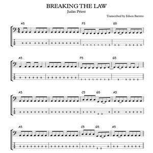 Main image of product BREAKING THE LAW (Judas Priest) Bass Transcription, Score & Tab Lesson