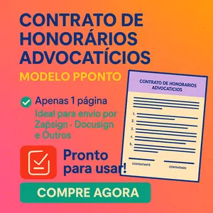 Imagem de capa para o Ebook 📑 Contrato de Honorários Advocatícios – Modelo Pronto (1 Página) - Ideal para envio por Zapsing - Docsing e Outros