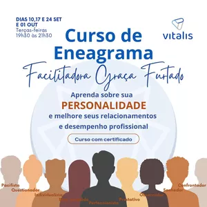 Imagem de capa para o Evento presencial CURSO ENEAGRAMA - FACILITADORA GRAÇA FURTADO (parcelado)