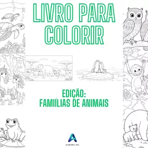 Imagem de capa para o Ebook Livro de Colorir - Famílias de Animais