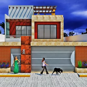 Imagen de portada para Ebook Plano de Casa-Habitación Moderna/ 5 Recamaras 3 baños/ 2 pisos/ 270 m2 de construcción / Archivo PDF/ Proyecto Ejecutivo