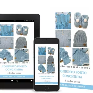 Imagem de capa para o Ebook EBOOK 6 COLEÇÃO TRICÔ BEBÊ - CONJUNTO PONTO CONCHINHA