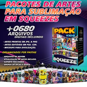 Imagem de capa para o Ebook Pacote de artes para squeezes - Sublimação