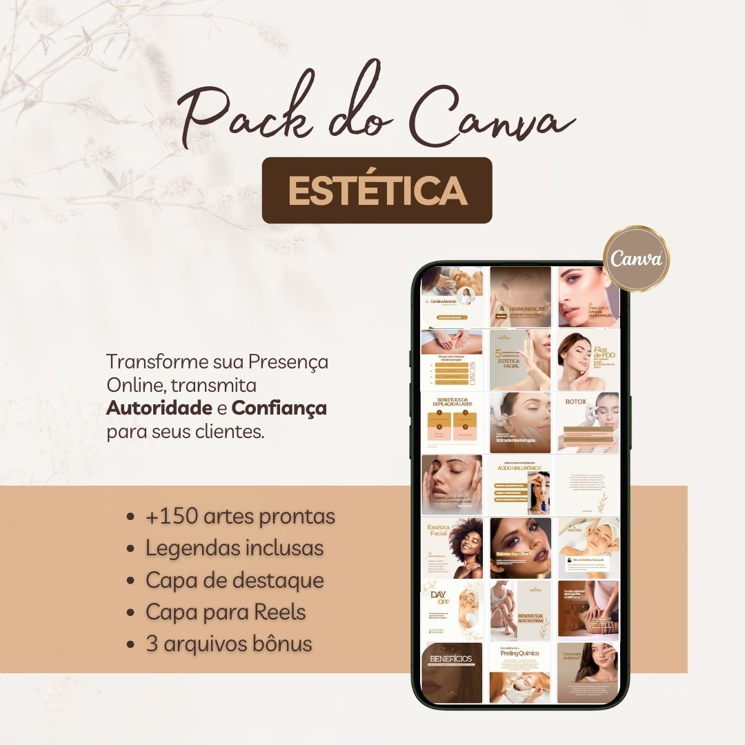 Imagem de Pack Canva - Templates Profissionais Estética: Crie Posts Sofisticados para seu Insta criado por Conceito Criativo na hotmart