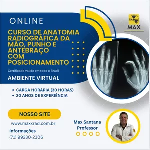 Imagem de capa para o Curso online CURSO ANATOMIA RADIOGRÁFICA DA MÃO, PUNHO E ANTEBRAÇO COM POSICIONAMENTO