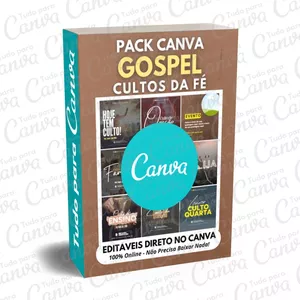 Imagem principal do produto Canva Pack Editável - Gospel Cultos da Fé + 5 Kits Bônus