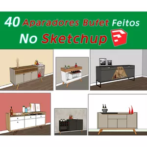 Imagem principal do produto 40 Aparadores Buffet em 3D Criado no Sketchup