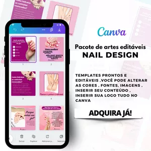 INSTAPACK CANVA: TEMPLATES PRONTOS E EDITAVEIS DE NAIL DESIGN DE UNHAS REDES SOCIAIS por CF PRODUTOS DIGITAIS