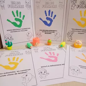 Imagem de capa para o Ebook Carimbo com a Mãozinha Atividade do folclore💚