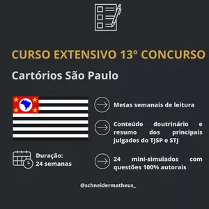 Imagem de capa para o Curso online CURSO EXTENSIVO 13° CONCURSO - Cartórios SP