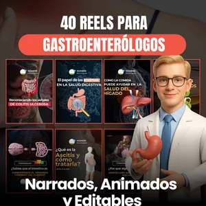 Imagen de portada para Curso online  40 vídeos narrados, animados y editables para Gastroenterólogos + 100 Plantillas Editables 