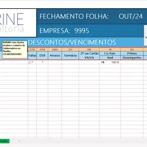 Planilha de importação de folha Dominio
