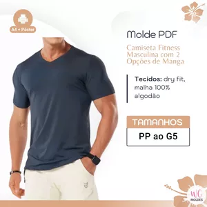 Imagem de capa para o Ebook MOLDE CAMISETA FITNESS MASCULINA COM 2 OPÇÕES DE MANGA