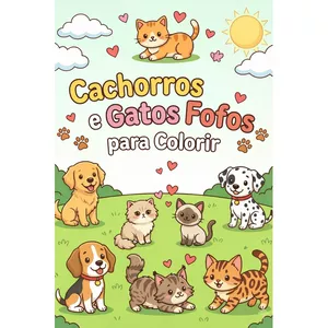 Imagem de capa para o Ebook Cachorros e Gatos Fofos para Colorir – Ebook Infantil em PDF