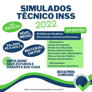 Imagem de capa para o Ebook Simulados - Técnico do INSS