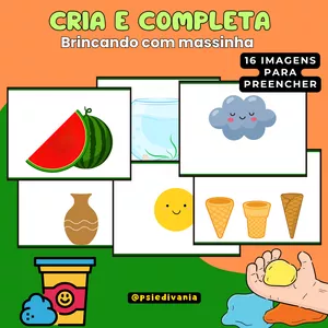 Imagem de capa para o Ebook Cria e Completa - brincando com massinhas