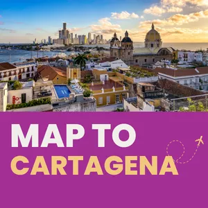 Imagem de capa para o Ebook Roteiro completo de viagem para Cartagena, Colômbia | Map to Guide