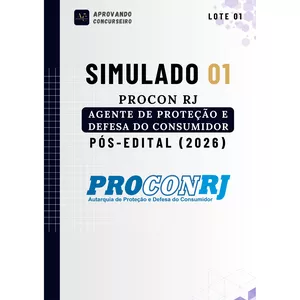 Imagem de capa para o Ebook 07 Simulados Comentados Procon RJ - Agente de Proteção e Defesa do Consumidor (Pós edital 2026)
