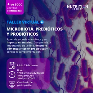 Imagen de portada para Evento online Microbiota, Prebióticos y Probióticos | 3era edición 