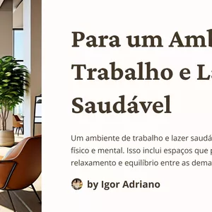 Imagem de capa para o Ebook Para um Ambiente de Trabalho e Lazer Saudável
