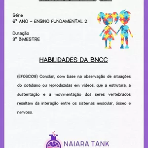Imagem de capa para o Ebook 6º Ano atividades adaptadas sobre Sistemas Muscular e Esquelético. 