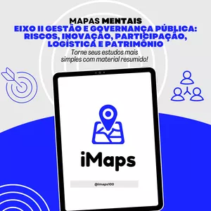 Imagem de capa para o Ebook Mapa Mental do Eixo II (Riscos, Inovação, Participação, Logística e Patrimônio) do Concurso Nacional Unificado! 🚀